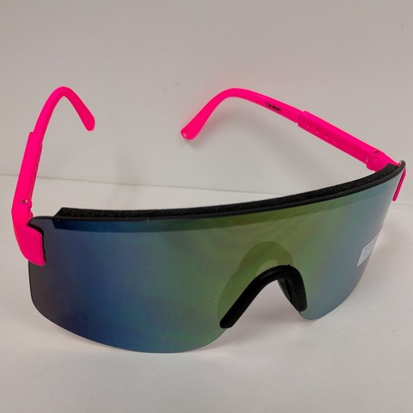NWT TrueVintage Sports Blade Rimless Wrap around Adjustable NEON arms Sunglasses - Picture 1 of 6